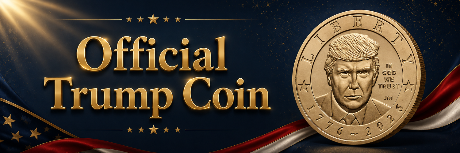 Official Trump Coin — gold commemorative coin with American flag on navy